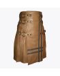 Brown Leather Utility Style Kilt For Men