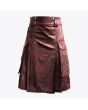 Chocolate Brown Leather Kilt with Cargo Pockets
