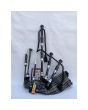 Black Finish Grey Watch Tartan Bagpipe Set