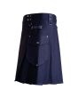 Navy Blue Cargo Utility Kilt